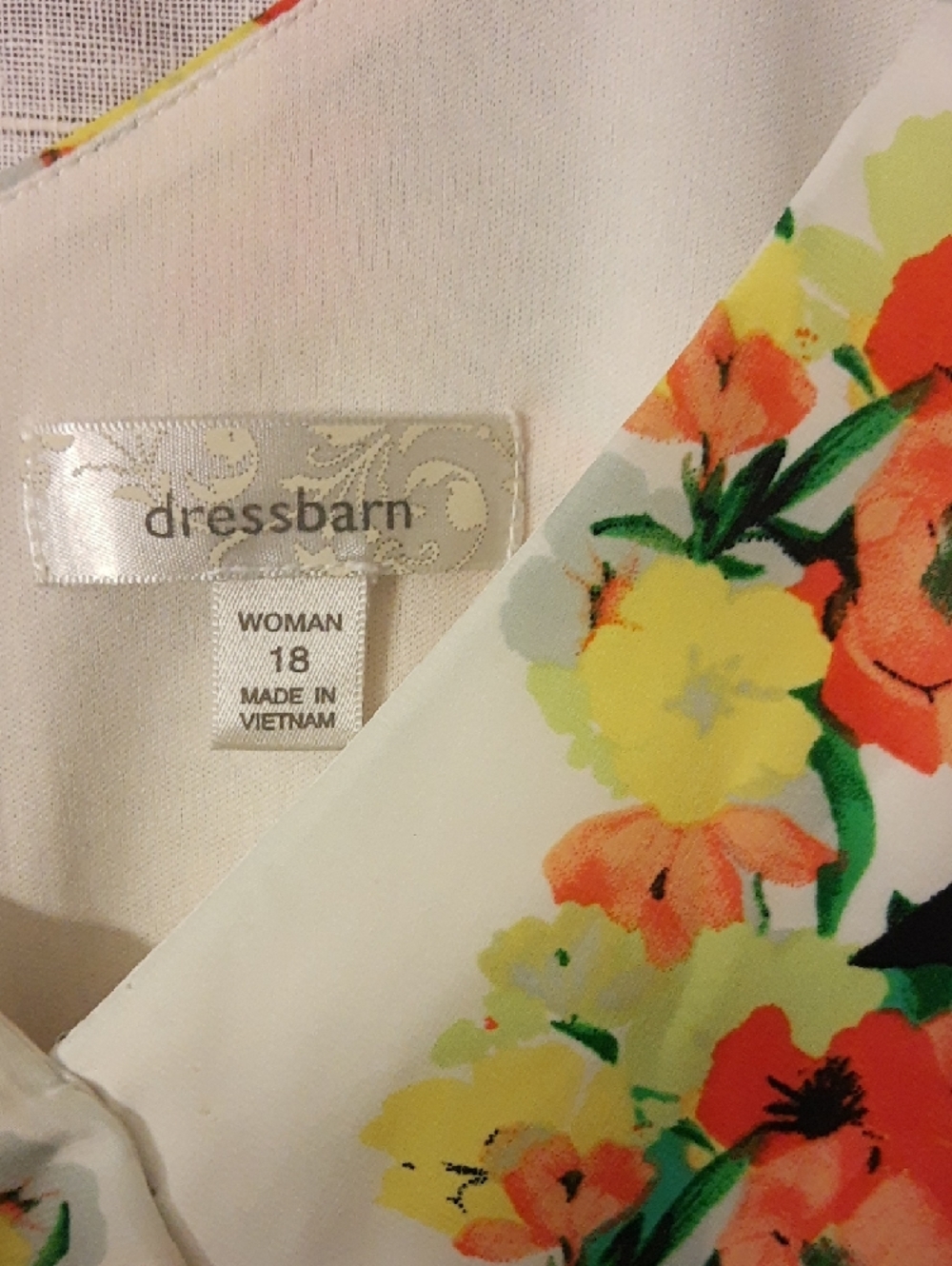 dressbarn Green Floral Midi Dress with Orange & Yellow Accents - Picture 2 of 3